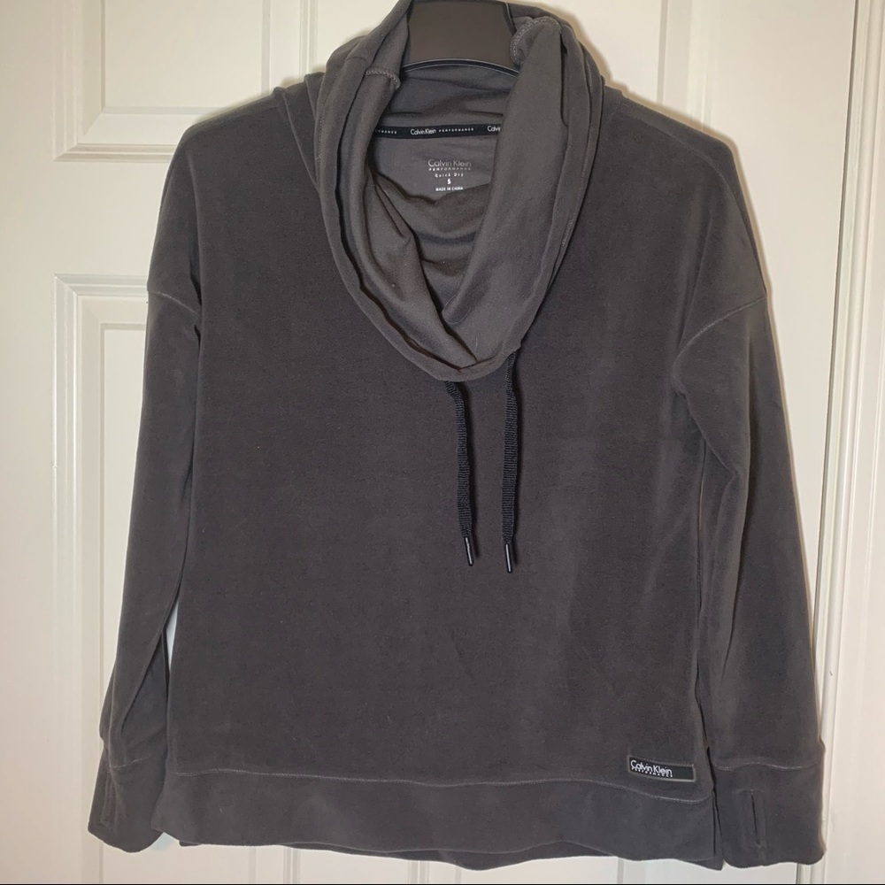 Calvin Klein Performance gray fleece funnel neck athletic sweatshirt S - Picture 1 of 8